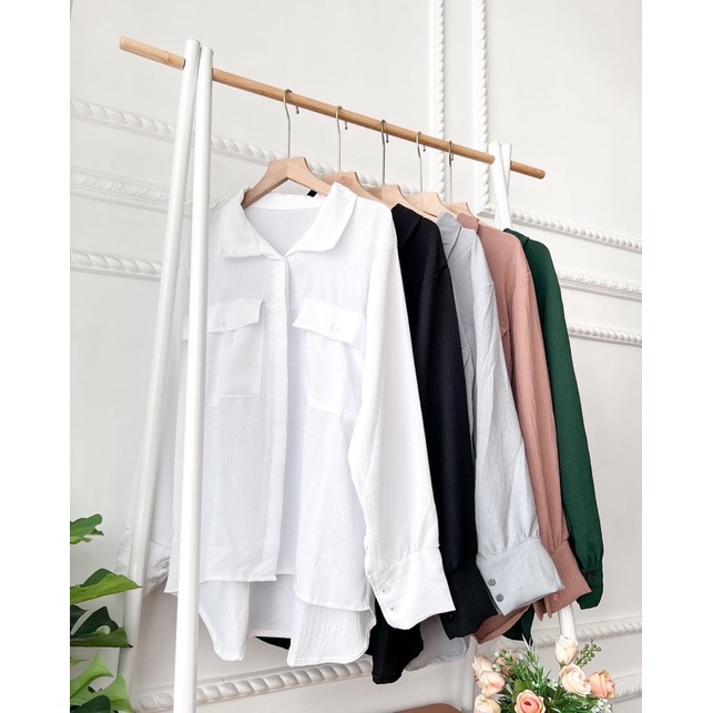 manvo shirt/kemeja crinkle airflow /kemeja polos/kemeja crinkle /kemeja cewek murah/grosir solo/outf