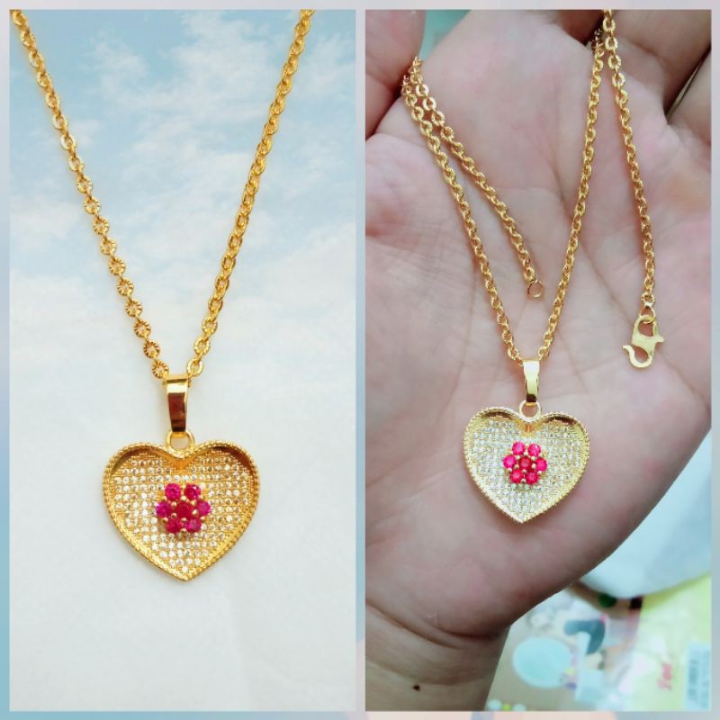 kalung+liontin xuping wanita berlapis emas dengan mata zircon uk45cm 93@L.