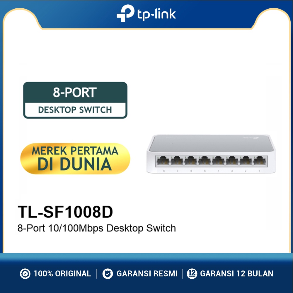 TP-LINK TL-SF1008D 8-Port 10/100Mbps Desktop Switch 4.8 Garansi Resmi