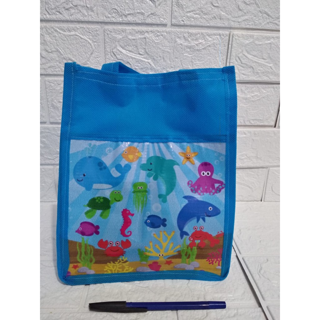 Tas NK Tema Animal Spunbond Goodie Bag Souvenir Ulang Tahun Anak Bingkisan Party Gift Birthday-6
