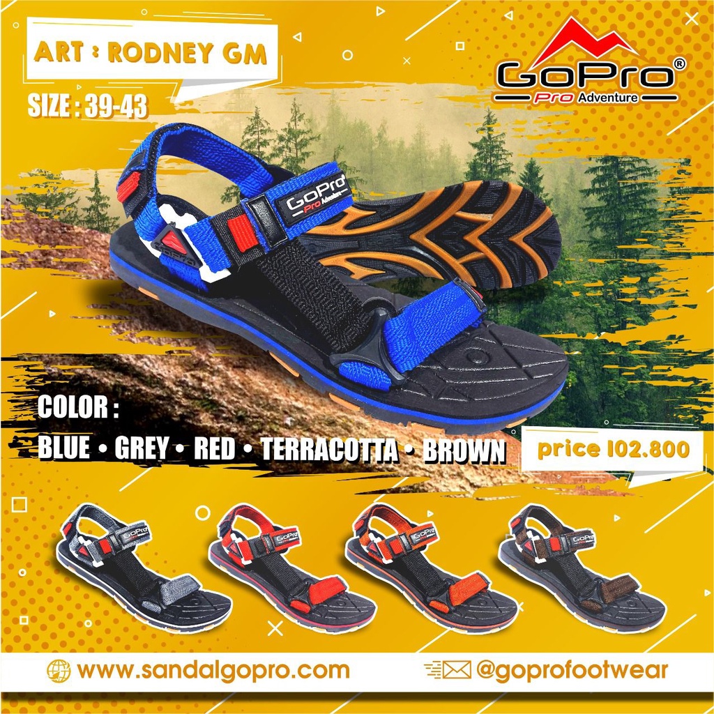 GoPro Sandal Gunung Pria sandal RODNEY Size 39-43 nyamanlentur 100% ASLI