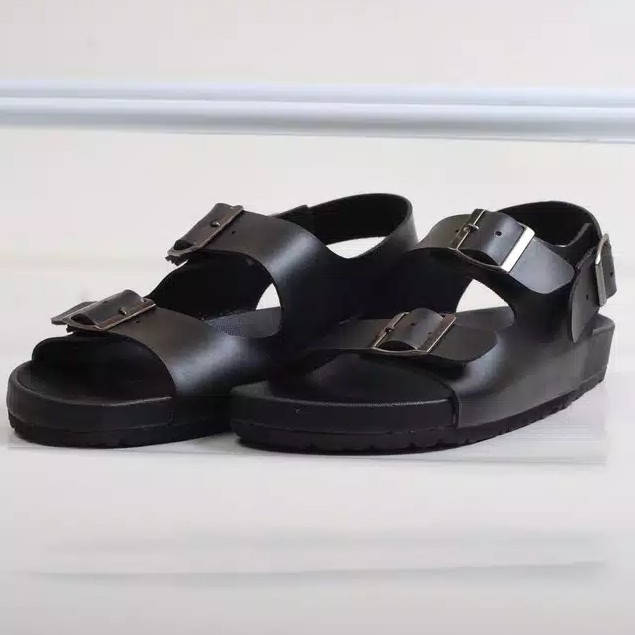 GENCY BLACK |FORIND x Squirrel| Sendal Ori Tali Kulit Simpel Kayu Pria/Wanita Sandal Footwear New