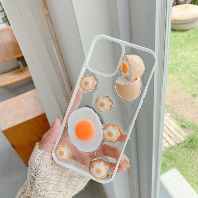 Case Telur Bordir Putih iPhone 6 7 7+ 8 8+ X Xs Xr XsMAX 11 11Pro 11ProMax 12 12Mini 12Pro 12ProMax