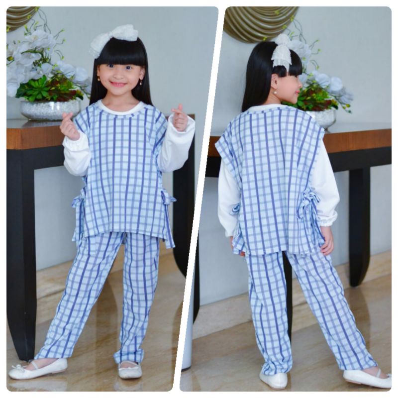 MOMOGI-SETELAN ROMPI 3 IN 1 MOTIF KOTAK / Usia 5-11thn