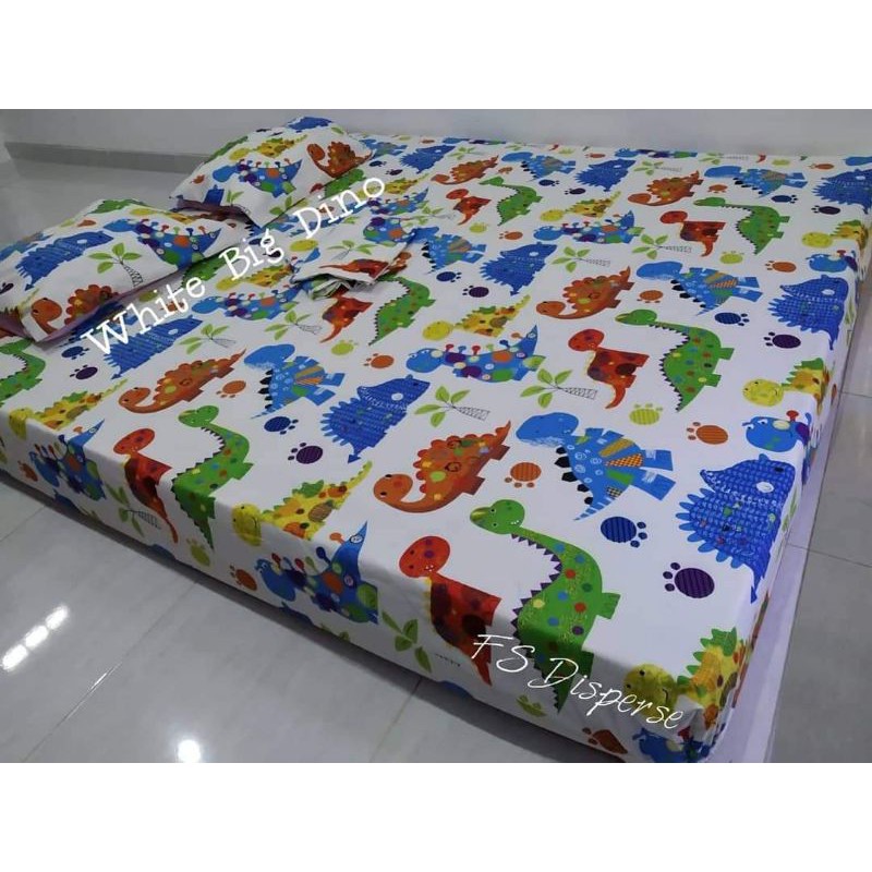 Sprei homemade jungle blue little pony spongebob grid white dino