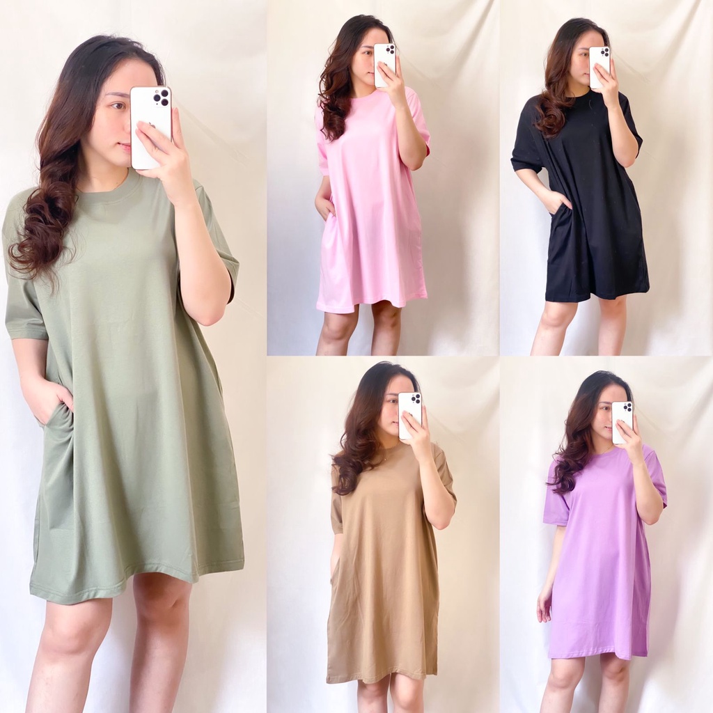 Midi Dress Jumbo Oversize Shirt Dress Polos Dress Bigsize Dress Pocket