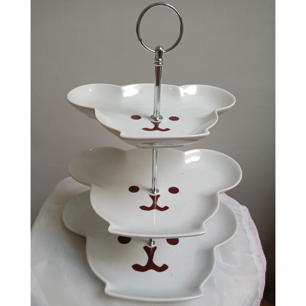 PLATE PIRING 3 TINGKAT KUE TEDDY BEAR TEDDY HOUSE ORIGINAL