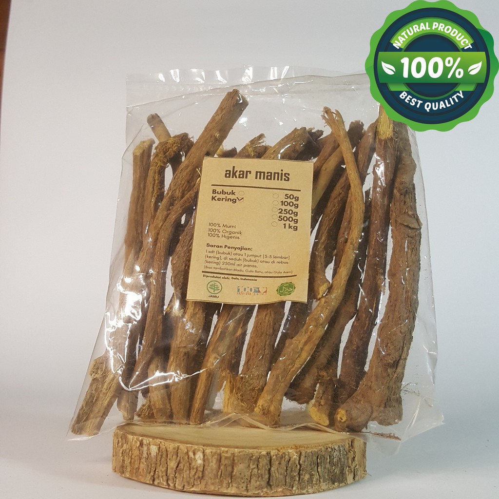 

100 Gram Akar Manis kayu legi batang kering murni asli original organik premium LICORICE GLYCYRRHIZA