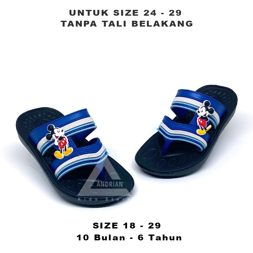 Sandal Anak Laki-laki Jepit Bandua Tali Belakang Model Bergambar Mickey