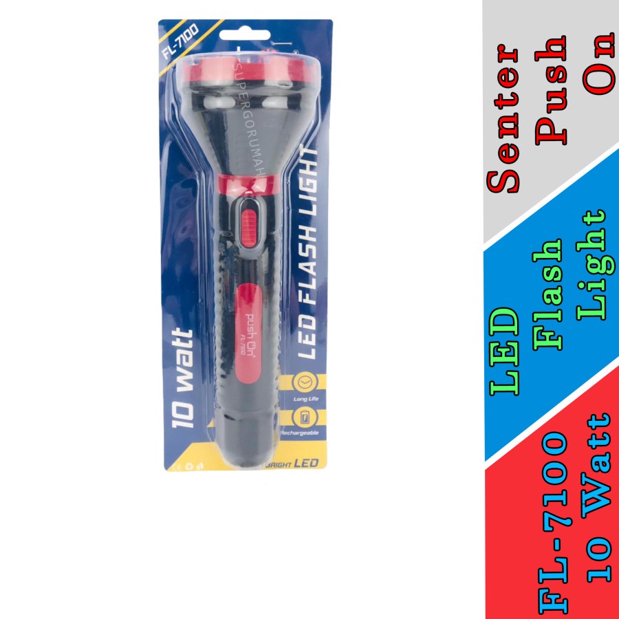 Senter - Push On - LED Flash Light - FL-7100 -10  watt