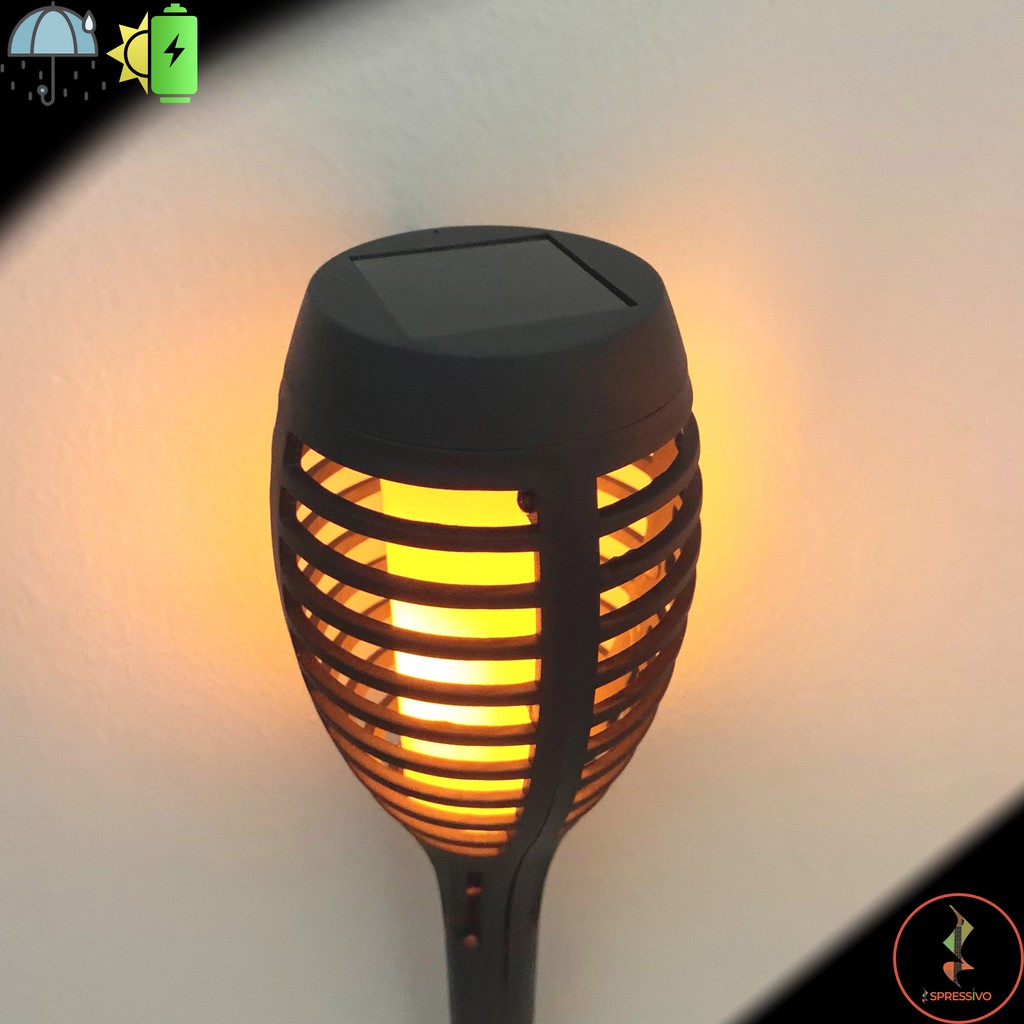 Lampu obor 12 LED tenaga surya lampu api taman tancap solar otomatis - Polos
