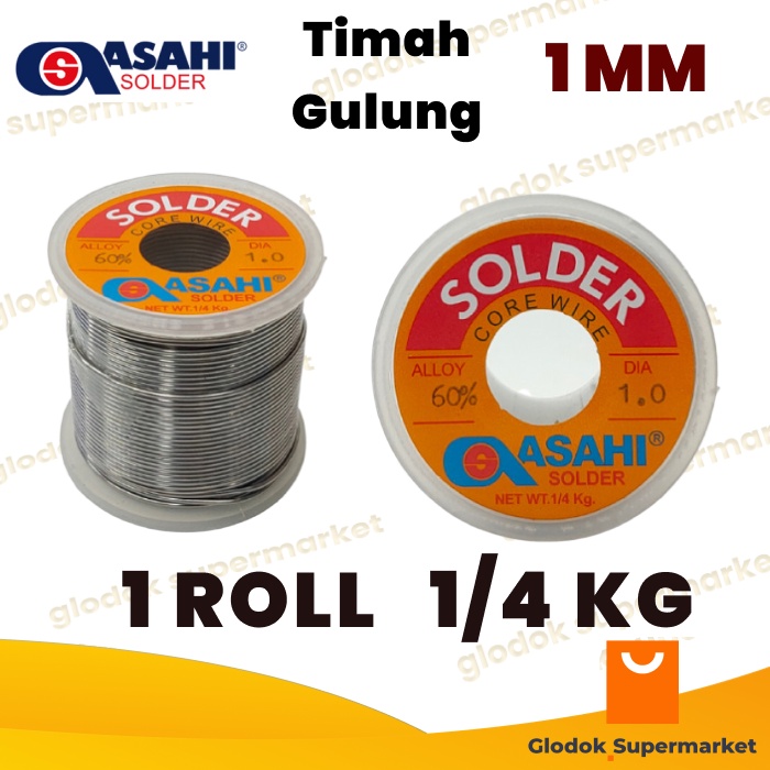 Timah Solder Asahi 1mm 1/4kg Timah Gulung 1 mm 1/4 kg Grade 60% Alloy 250gr