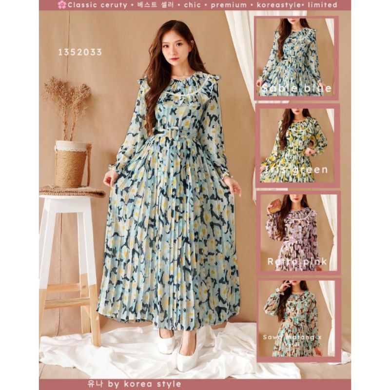 sunnie maxi yuna, dress premium import, gamis prisket ceruty, gamis korea