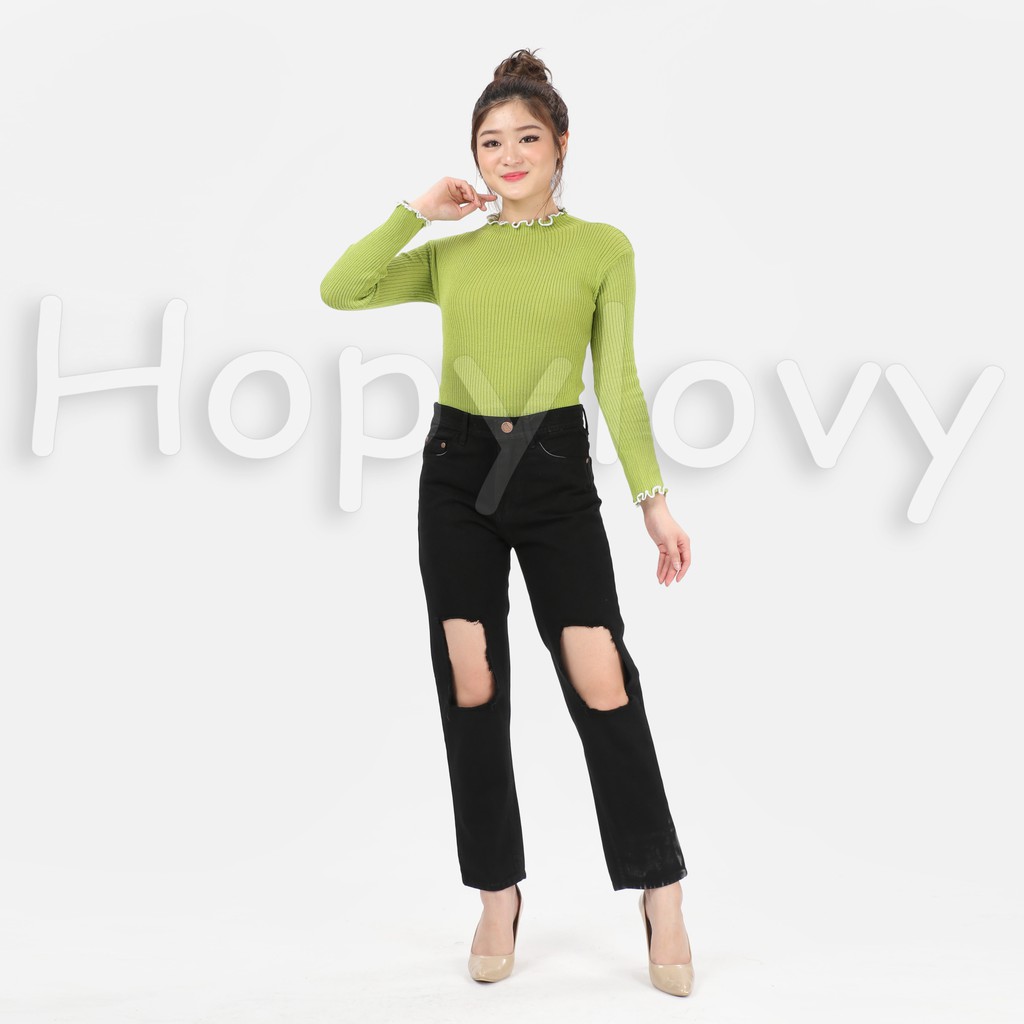 HOPYLOVY SALE - Celana Boyfriend Jeans Wanita Destroy Elvina