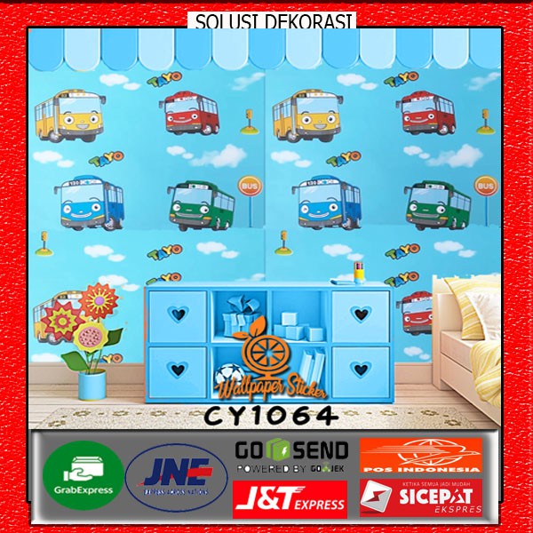 [COD] 1 kg 1 Rol wallpaper stiker dinding | walstiker 45 cm x 10 meter | motif tayo | anti air