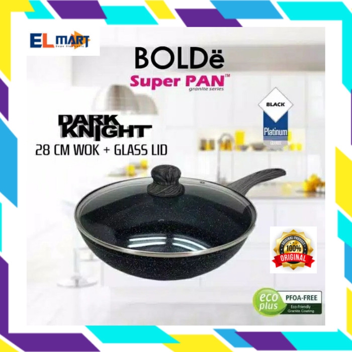 BOLDE Wok super pan BOLDe 28cm + tutup granite panci induksi 28 cm BOLDE 28cm DARK KNIGHT