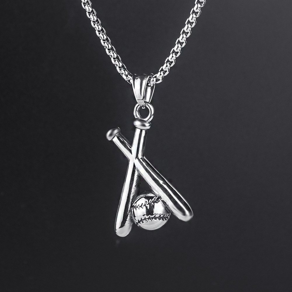 Kalung Desain Kelelawar baseball Bahan titanium steel Gaya Eropa Amerika Jepang Korea Selatan Untuk Pria