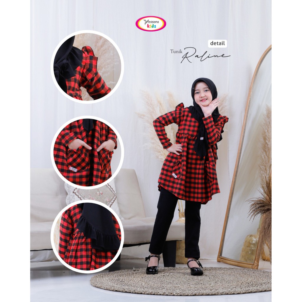 TUNIK RALINE anak  Yessana Hijab Bahan katun Flanel