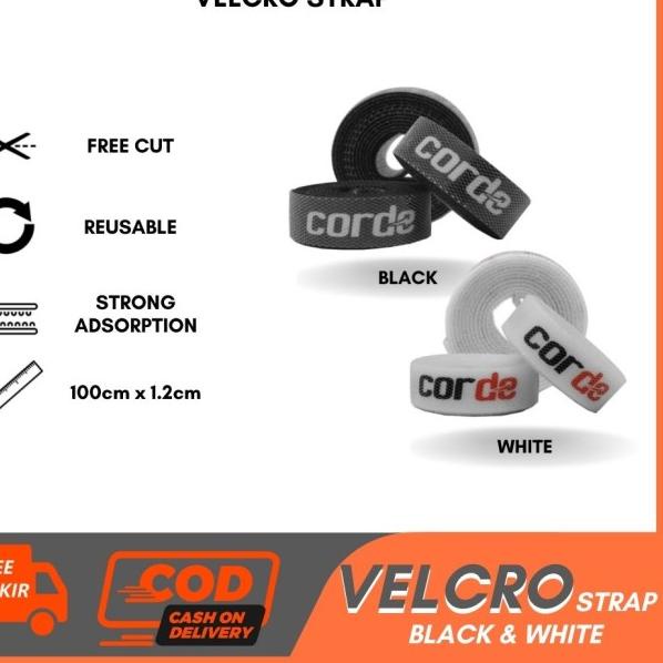 

❄ CORDE Cable Ties Organizer Velcro Strap | Pengikat Perekat Klip Kabel - Hitam, 1M ➺