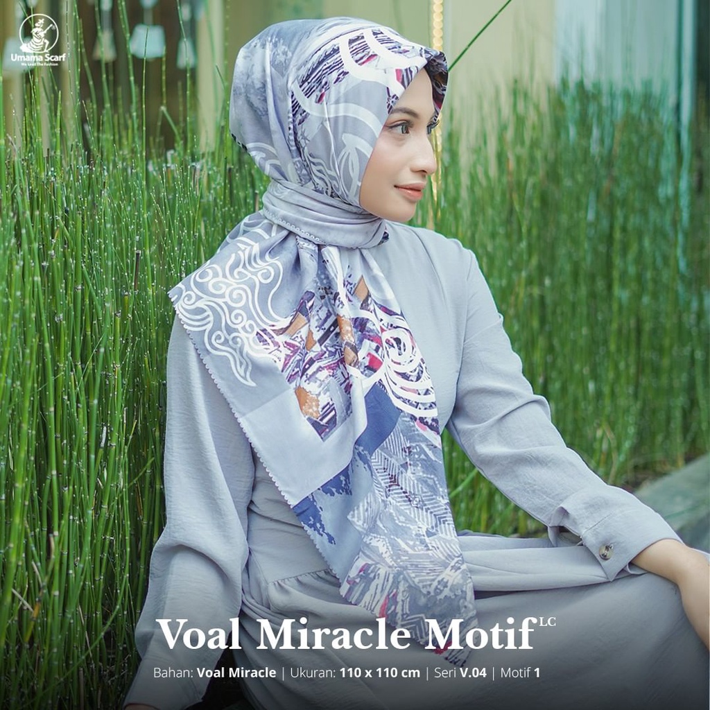 (BISA SERAGAMAN) PART 1 VOAL MIRACLE PRINT Lasercut Umama Hijab Segiempat Motif Premium