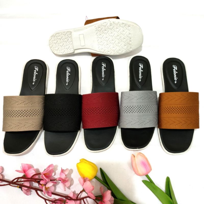 sandal wanita rajut Import Felonie WM 02. Selop Rajut halus terbaru..!