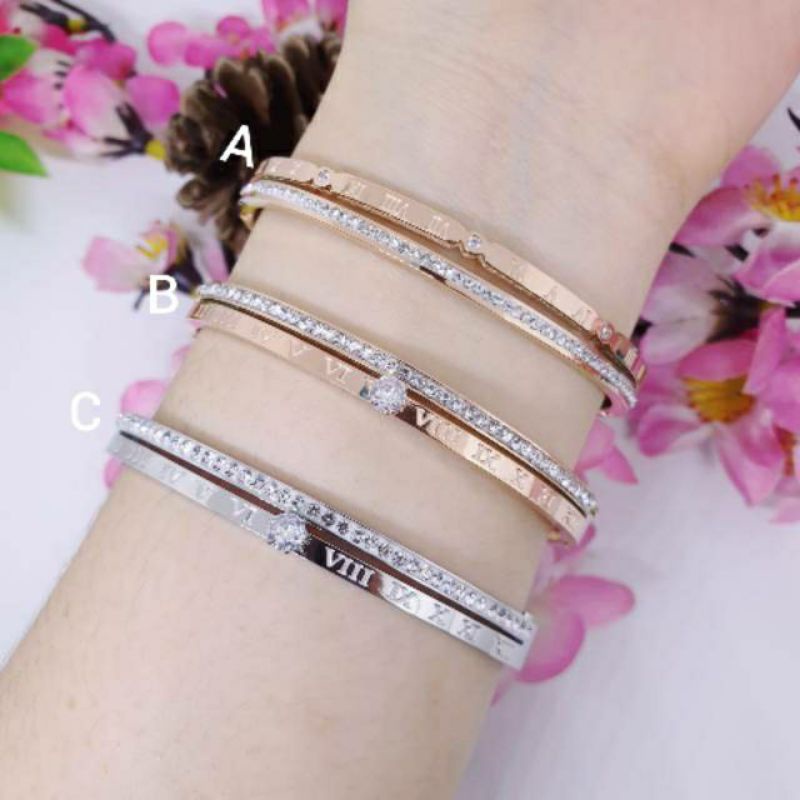 100% Titanium gelang berlian anti alergi dan anti karat selamanya korea simple GBT-06