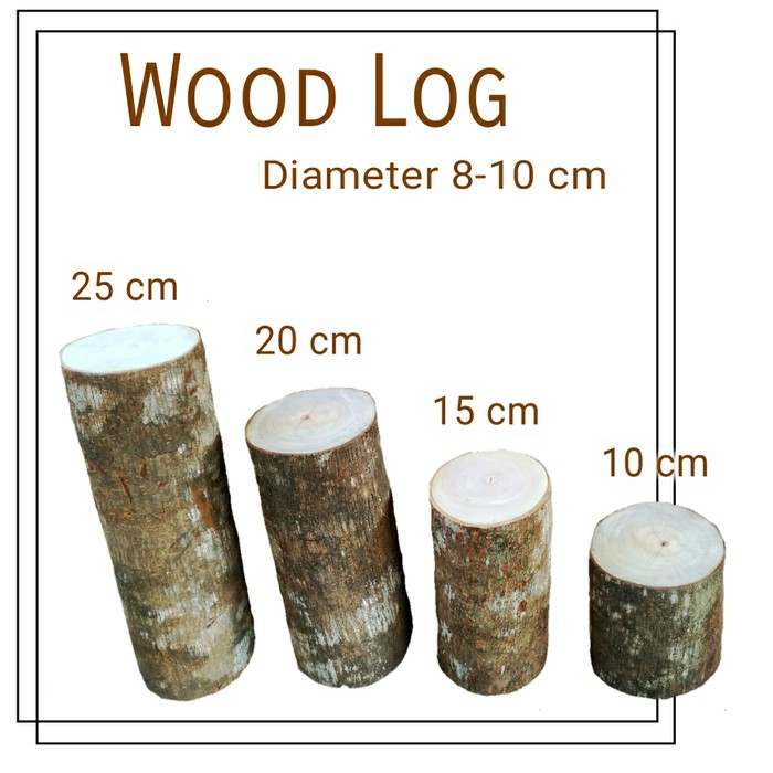 Wood log tinggi 20 cm bahan craft dekorasi cake stand wedding organize