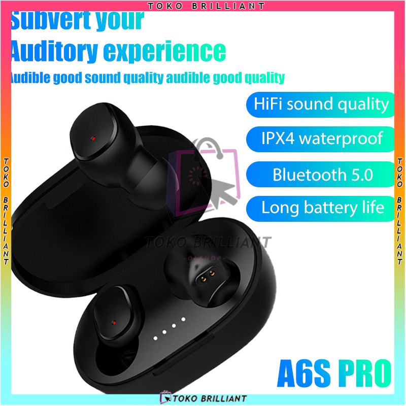 [𝐁𝐈𝐒𝐀 𝐁𝐀𝐘𝐀𝐑 𝐂𝐎𝐃] A6S PRO TWS Headset Bluetooth 5.1 Earphone Wireless Stereo Mini Earbuds Headset Bluetooth  TWS with Wireless Earphone