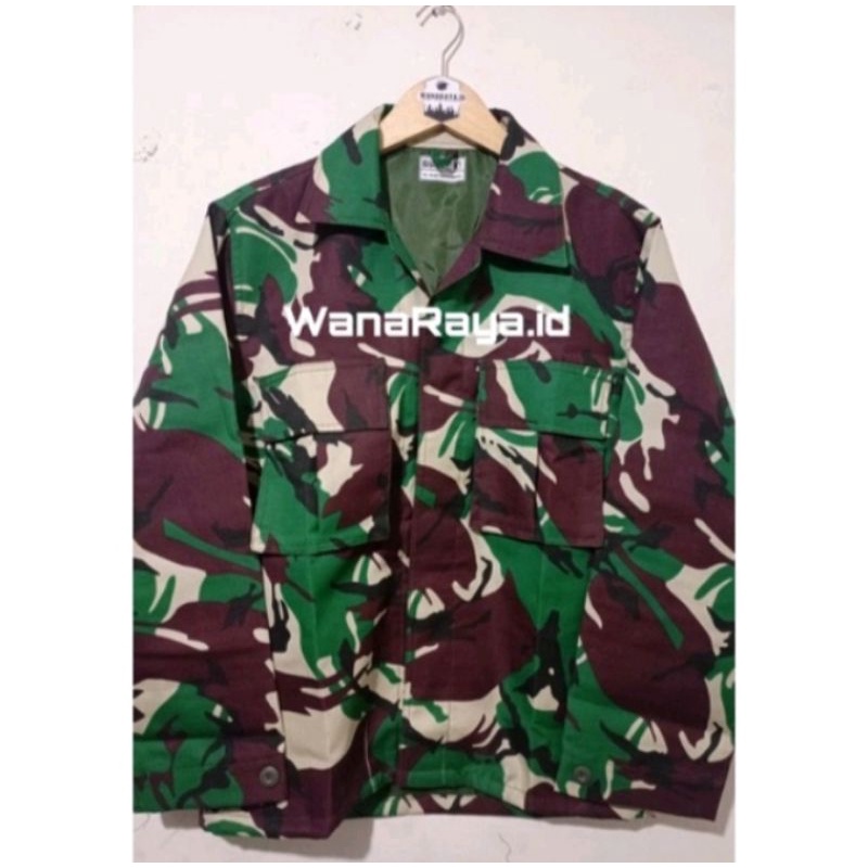 Baju pdl loreng tni bahan velbed semiwool full puring/ pdl balotelli full sleting