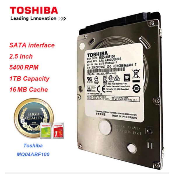 Hdd internal toshiba 1tb 2.5 in Sata notebook mq04abf100 original - Harddisk laptop 2.5"