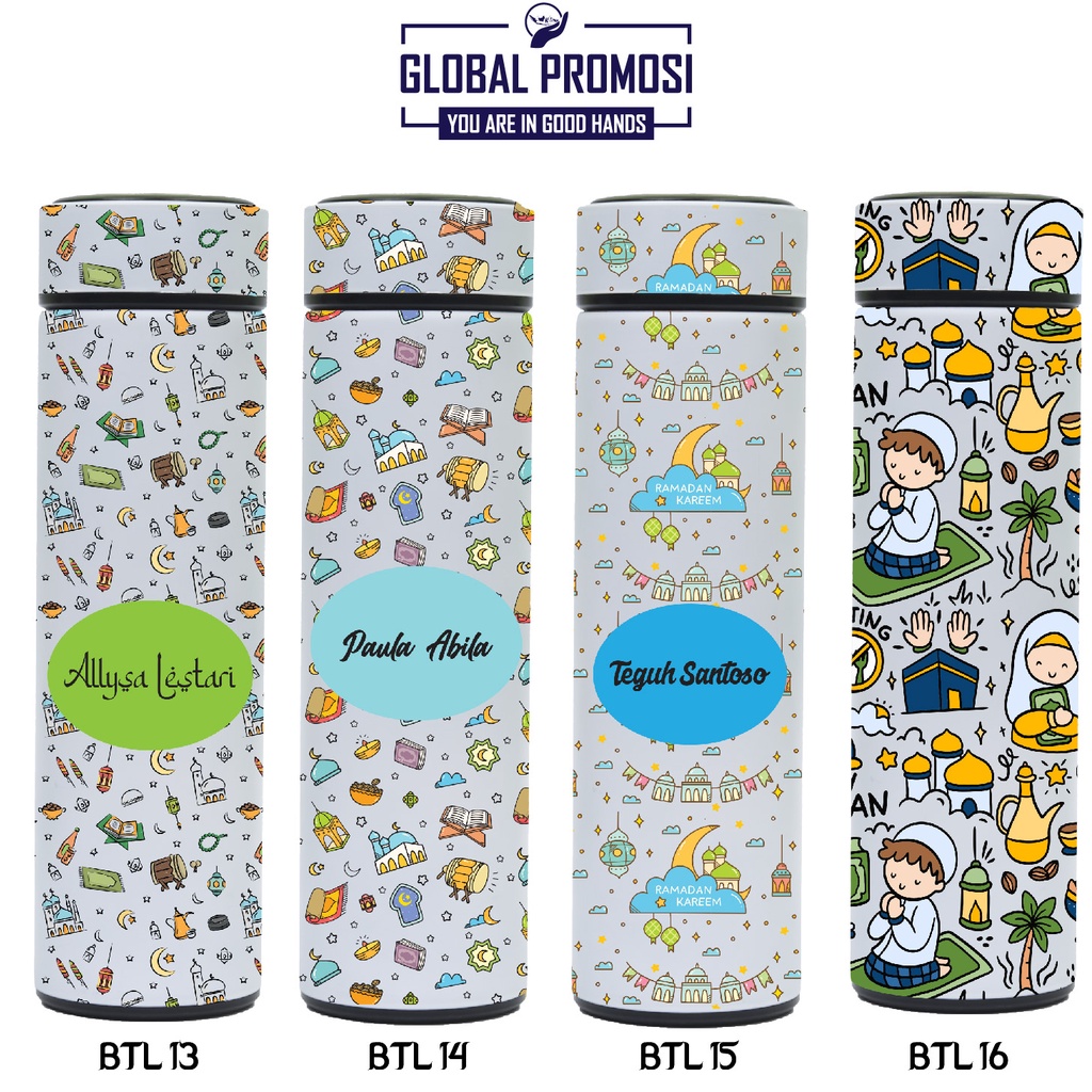 Tumbler Sakura Termos Hampers/Souvenir Tumbler/Botol Custom/Promosi Murah Print UV Motif Tema Lebaran Idul Fitri Ramadan