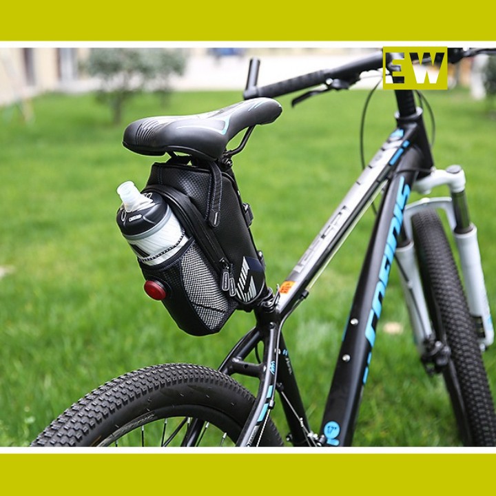 Tas Sadel Sepeda MTB Gunung Roswheel Balap Warna Hitam Lampu Unik Anti Air Waterproof Botol Minum
