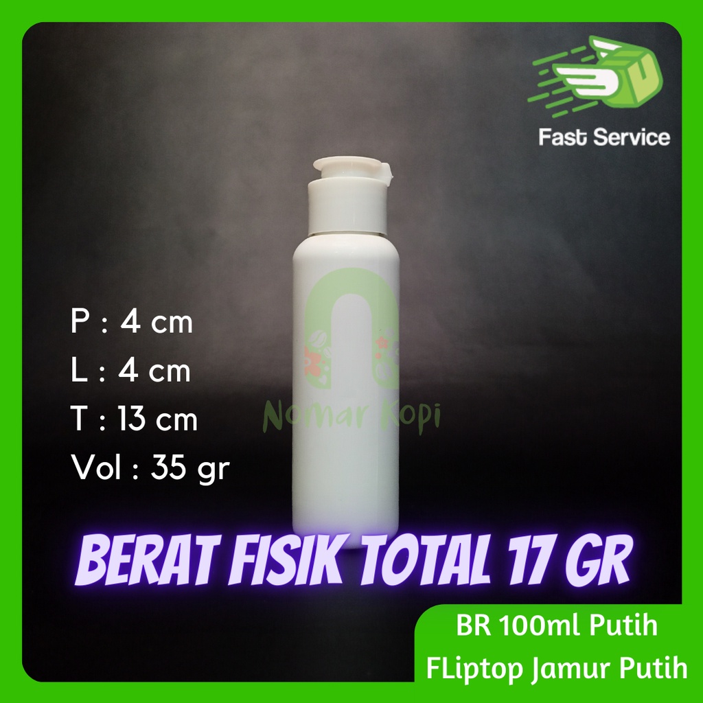 Botol 100ML BR PUTIH Fliptop Jamur