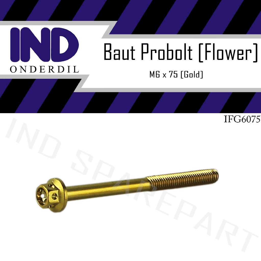 Baut-Baud Probolt-Pro Bolt Flower Gold-Emas M6x75-6x75-6 x 75 Kunci 8