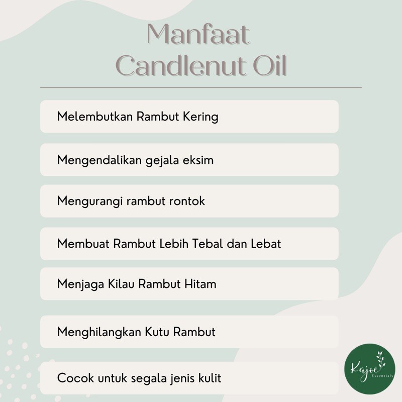 KAJOE Candlenut Oil Pure Carrier Oil Minyak Kemiri Murni Asli Penumbuh Penebal Rambut