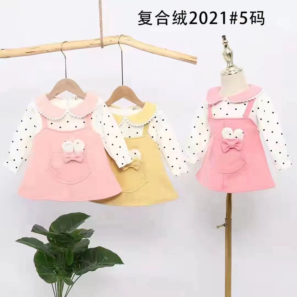 Dress Anak Polka Bunny 1 - 3 Tahun High Quality Dress Lengan Panjang Kantong Polka Katun Adem Lucu CBKS