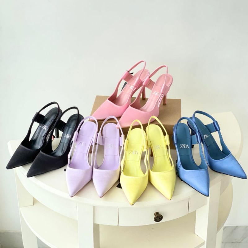 PROMO SALE  Sepatu Zara Shoes Heels 7 cm sandal kuning pink biru hitam ungu lilac yellow blue black 