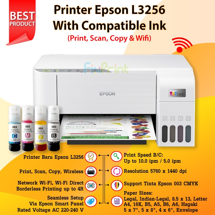 Printer Epson EcoTank L3256 l3256 l3256 A4 WiFi All-in-One Print Scan Copy New