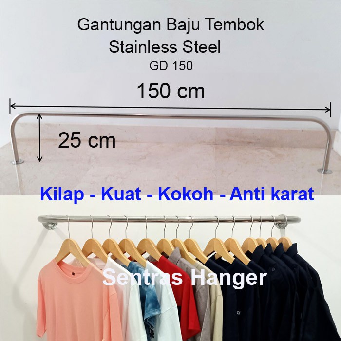 Gantungan Baju Stainless 150cm