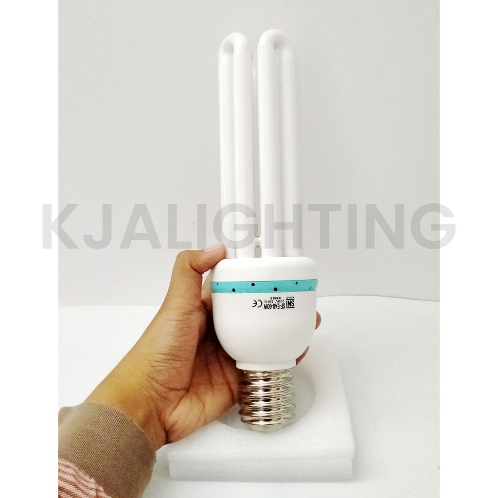 LAMPU PLC 4U 60W 60 WATT PUTIH E40