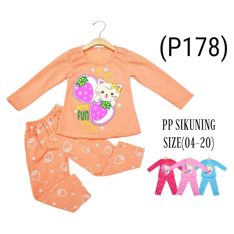 SETELAN BAJU ANAK PEREMPUAN SIKUNING NEW MOTIF BERRY FUN 2-6 TAHUN