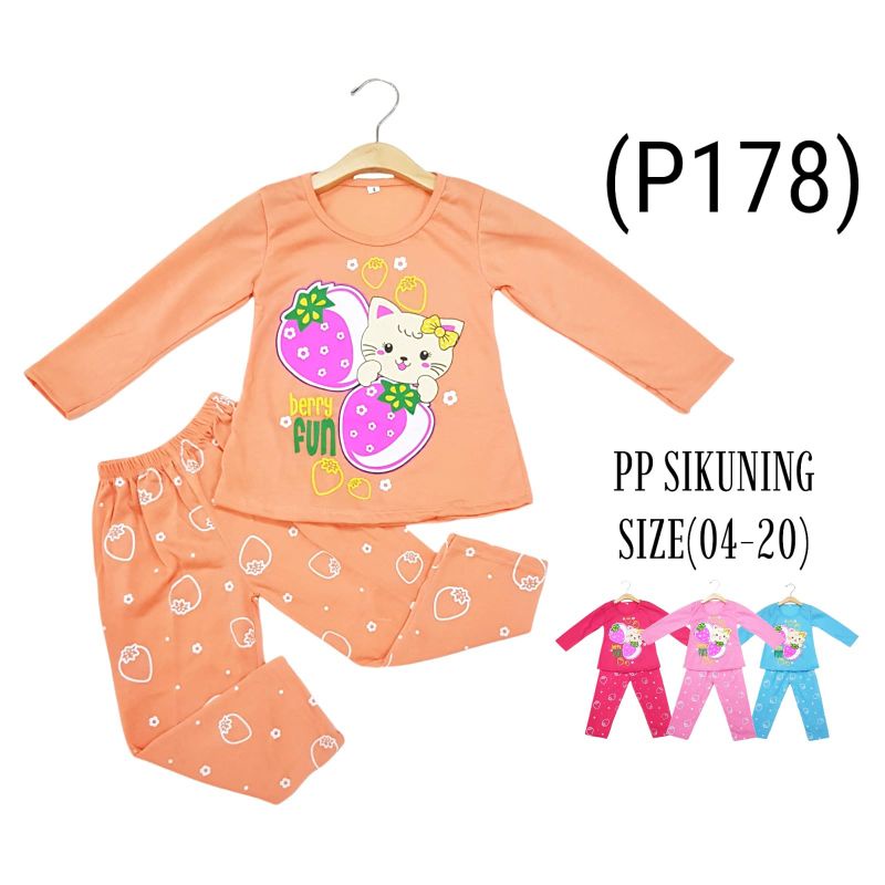 SETELAN SIKUNING PAKAIAN BAJU ANAK PEREMPUAN 2-7 TAHUN MOTIF BERRY FUN LENGAN PANJANG