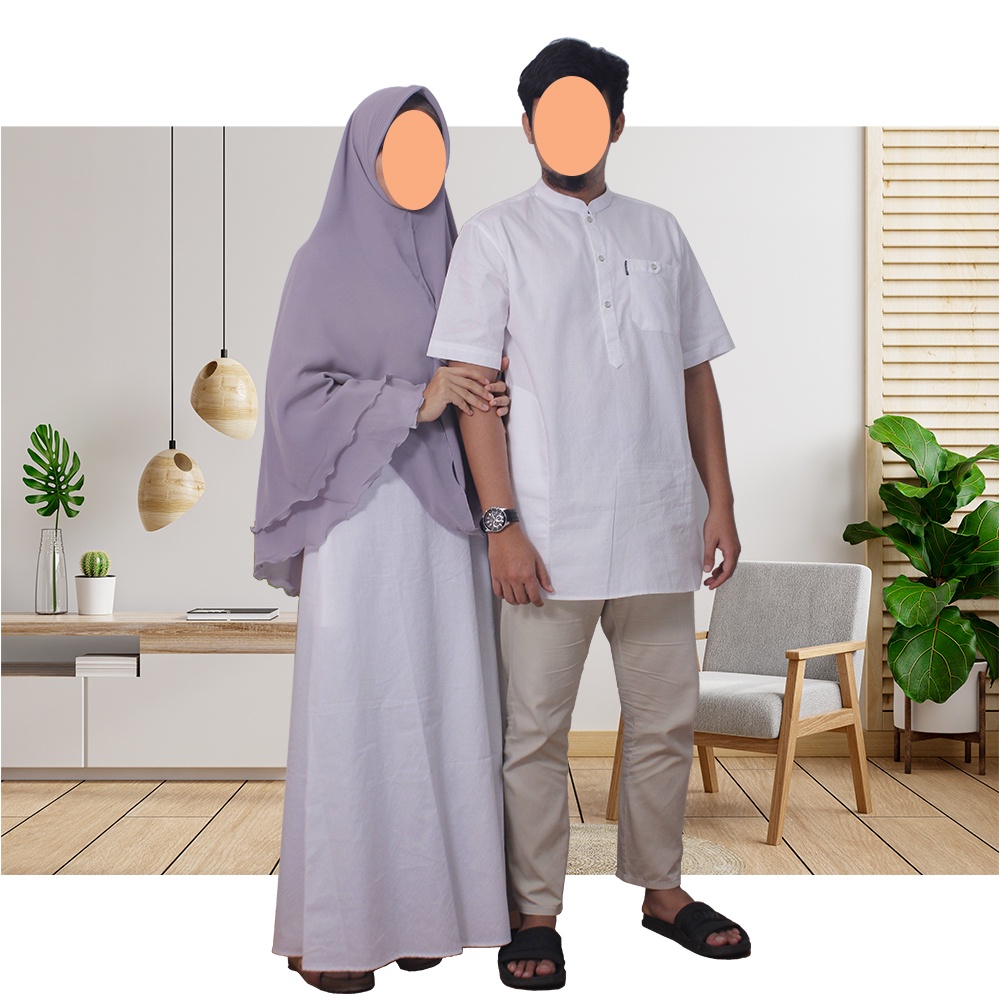 Ibrahim Sarah - Set Couple Muslim Pasangan Terbaru - Couple Gamis Koko Kurta Polos