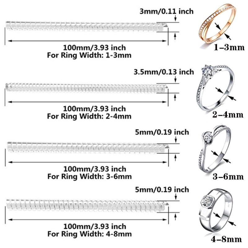 SIY  1 Set Invisible Clear Ring Size Adjuster Resizer Loose Rings Reducer Ring Sizer