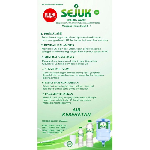 

Air Mineral Alkaline Sejuk 8+ (SATUAN)