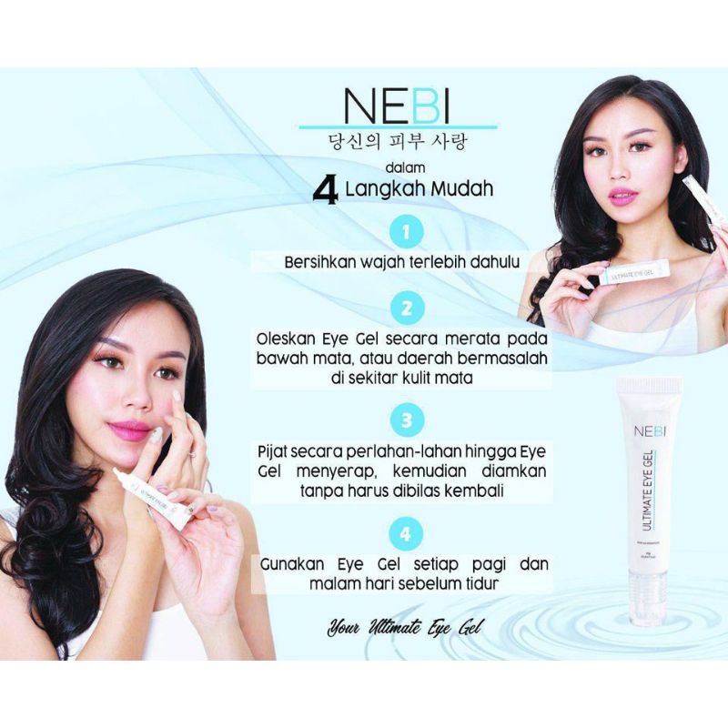 Eye Gel Ultimate by nebi Mengatasi, Menyamarkan Kantung Mata, Mata Panda, Kerutan Wajah Wanita pria