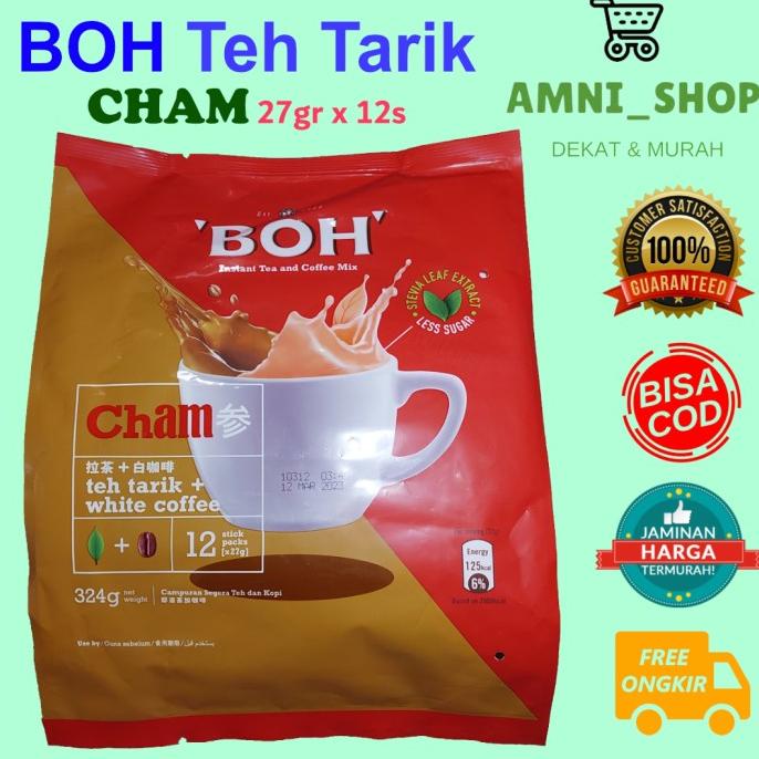 

(BISA COD) BOH CHAM teh tarik plus white coffee 12stick x 27g TERMURAH KOMPLIT Kode 573