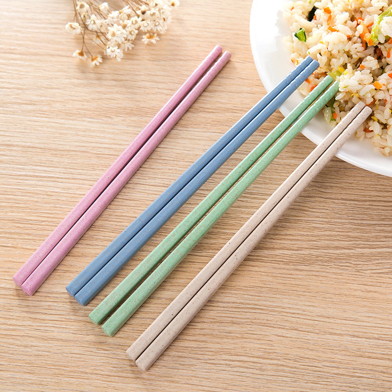 Household Reusable Chinese Kitchen Tools Household Wheat Straw Ramah Lingkungan Peralatan Sumpit Non-slip Portable