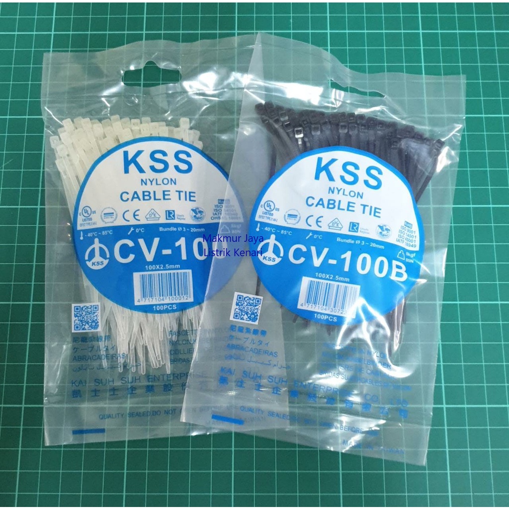 KSS NYLON CABLE TIES CV-100/100X2,5MM 10 CM PUTIH HITAM 10 CM 10CM