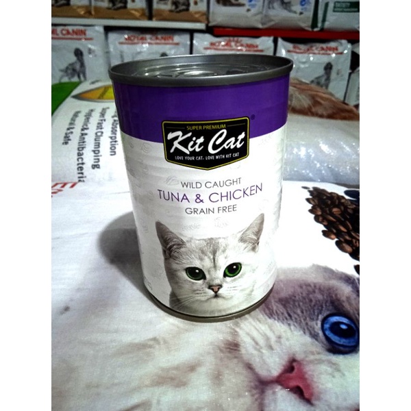 kit cat kaleng makanan kucing 400gr tuna &amp; chiken